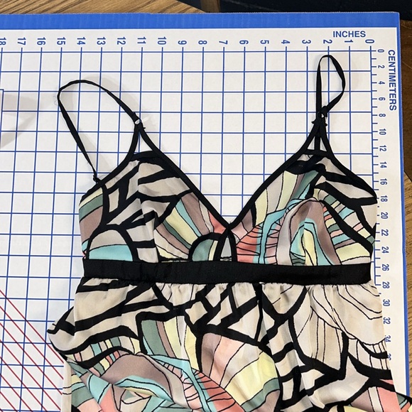 Double Zero spaghetti strap triangle top empire waste, geometric flower dress - Picture 10 of 10